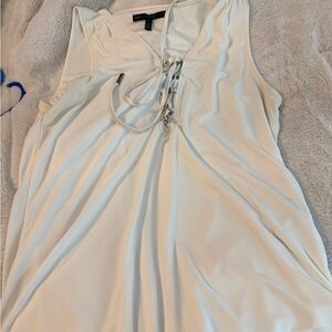 White House Black Market White Lace-Up V-Neck Sleeveless Tank